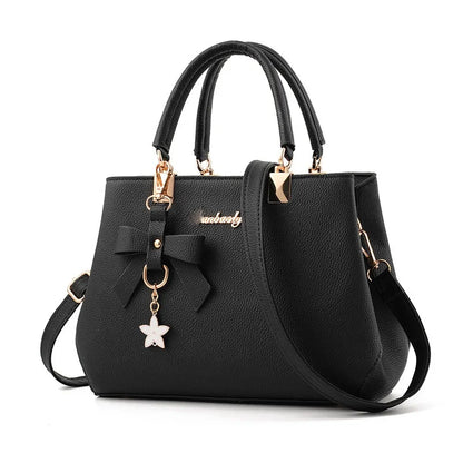 Women's Designer Handbag – Bow Accent & Star Charm Tote