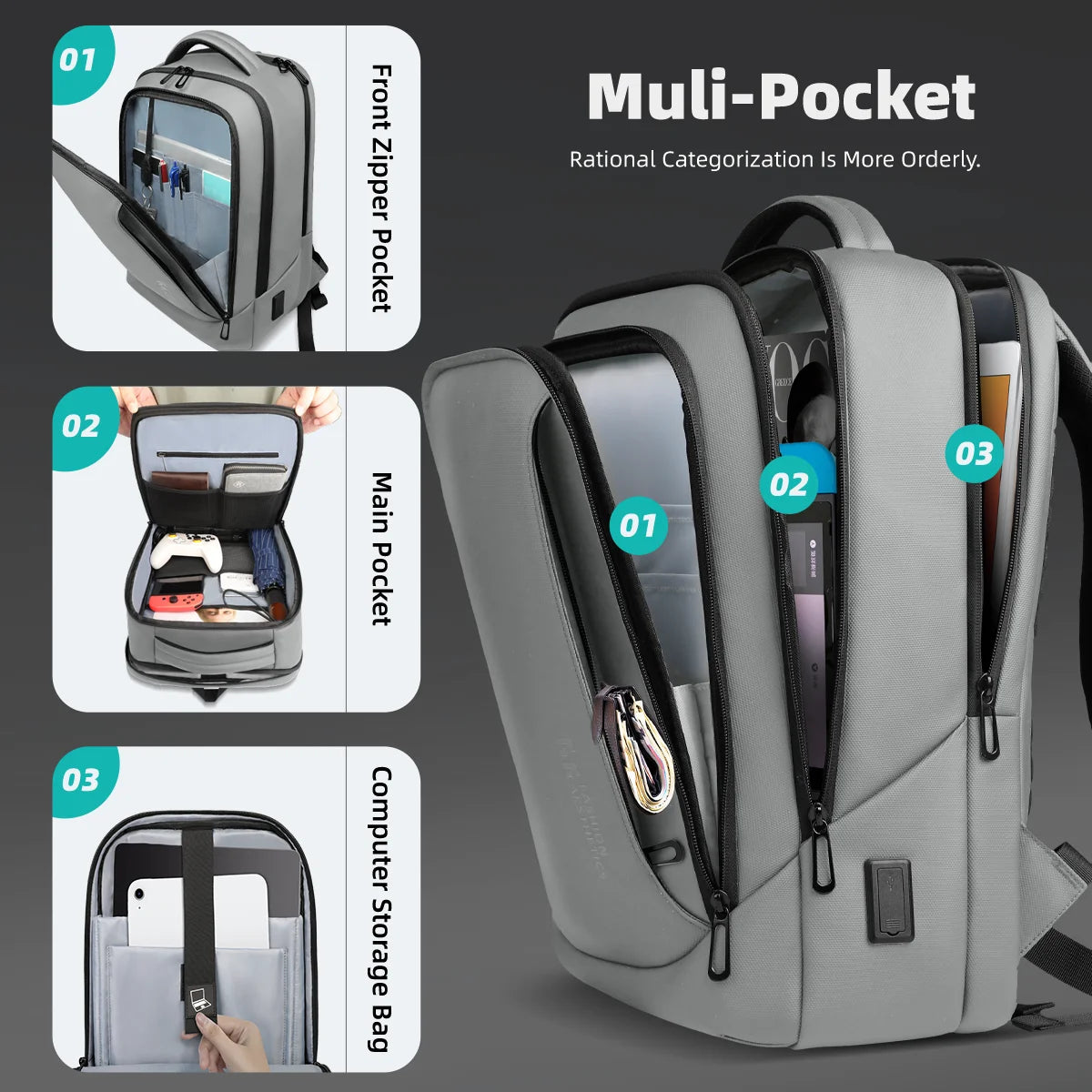 Laptop Backpack for Men - Waterproof 15.6 Inch Business Daypack