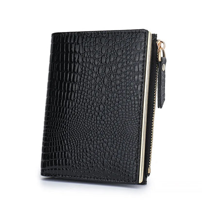 Genuine Leather Bifold Wallet for Women – Multi-Card Slots with Zipper