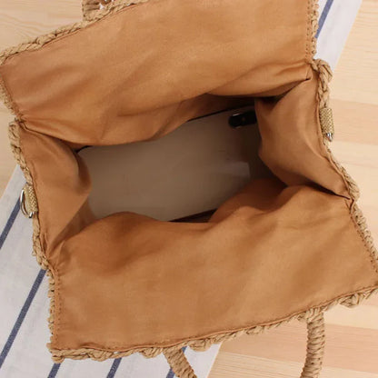 Straw Woven Tote Bag – Women's Large Capacity Summer Beach Handbag