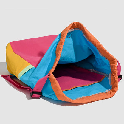 Drawstring Sports Backpack Multi-Color Patchwork Tennis Bag