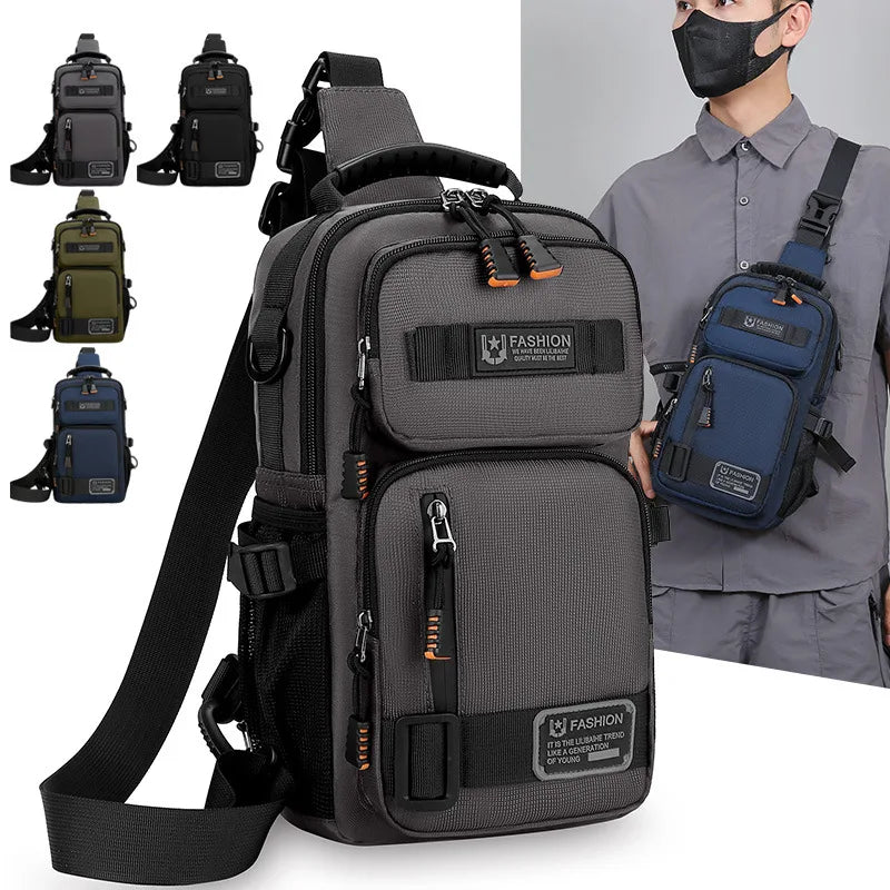 Men's Crossbody Chest Bag – Oxford Sling Pack with Multi-Pockets