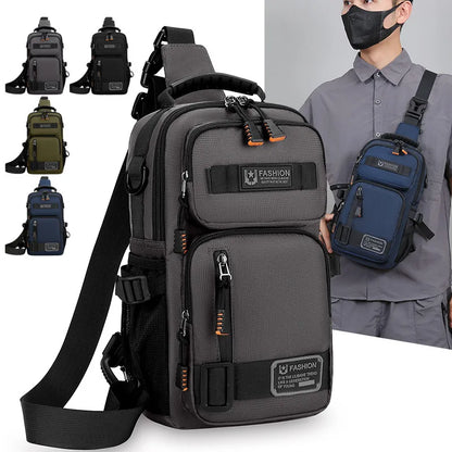 Men's Crossbody Chest Bag – Oxford Sling Pack with Multi-Pockets