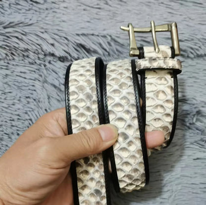 Genuine Snake Leather Men's Belt – Needle Buckle, 1.5" Width