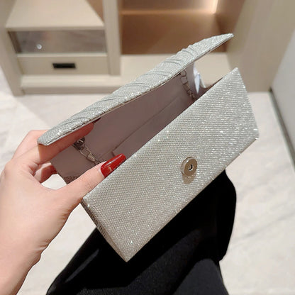 Glitter Evening Clutch Bag – Women's Elegant Chain Shoulder Purse