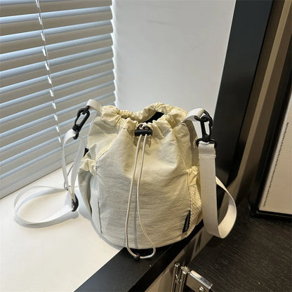 Nylon Drawstring Bucket Bag – Women's Lightweight Crossbody