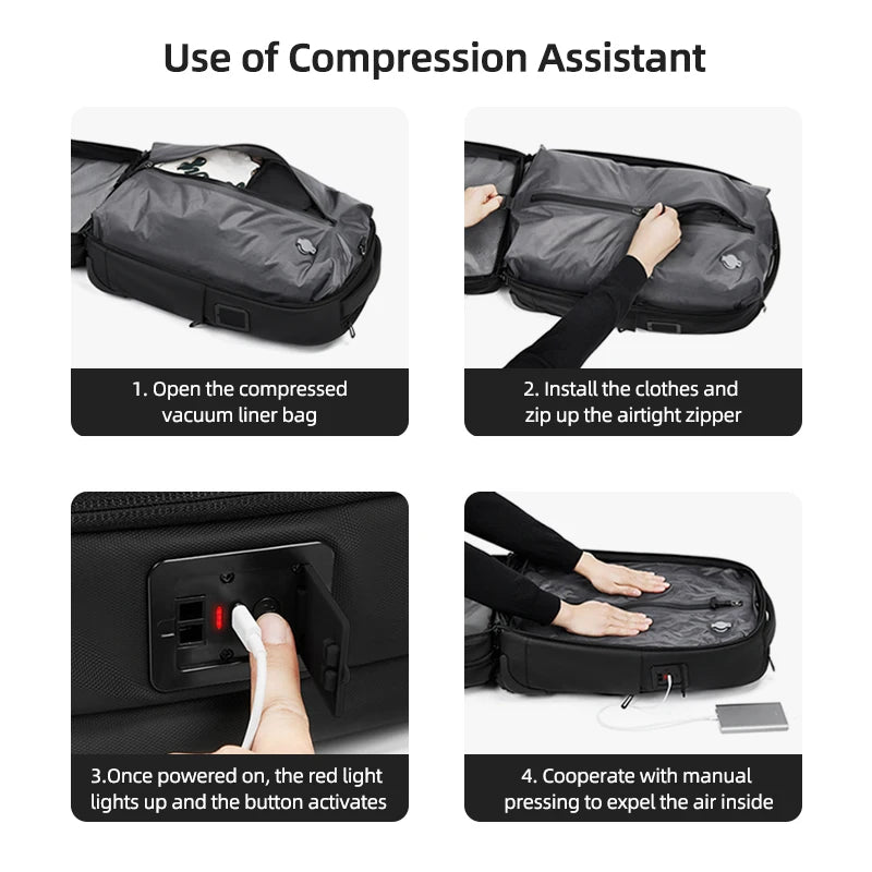 Wheeled Travel Backpack – Vacuum Compression Trolley Bag for Business