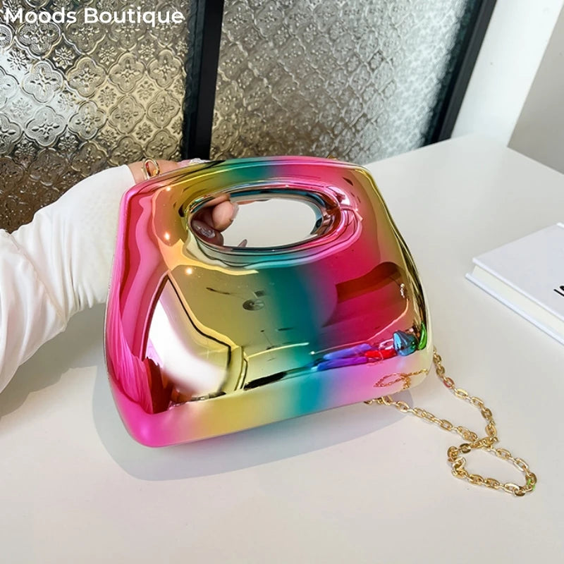 Moods Branded Women Evening Clutch Bags Luxury Designer Purses Handbags Acrylic Chain Shoulder Bag