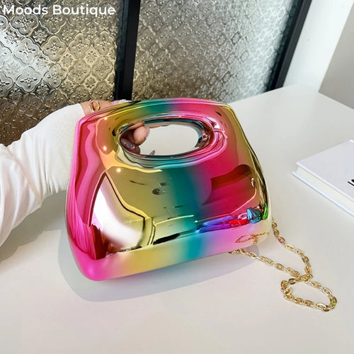 Moods Branded Women Evening Clutch Bags Luxury Designer Purses Handbags Acrylic Chain Shoulder Bag