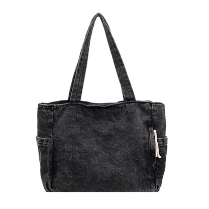 Washed Denim Women's Shoulder Tote Bag – Large Capacity Casual Shopper