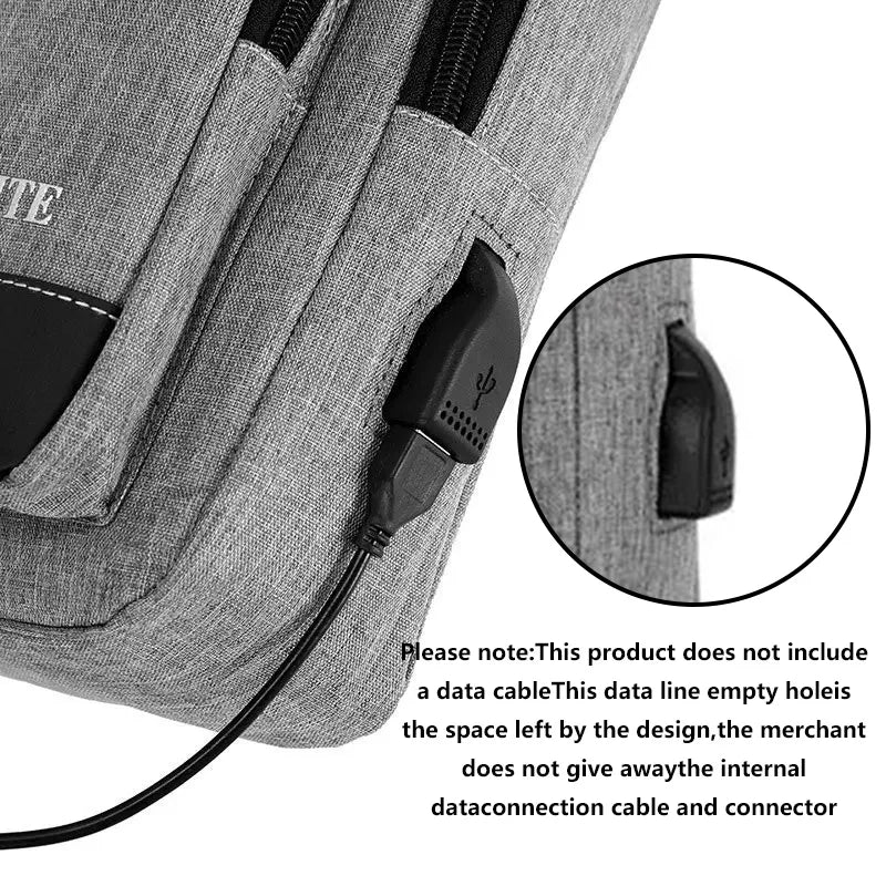 Men's Sling Chest Bag with USB Charging Port – Casual Oxford