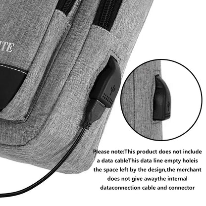 Men's Sling Chest Bag with USB Charging Port – Casual Oxford