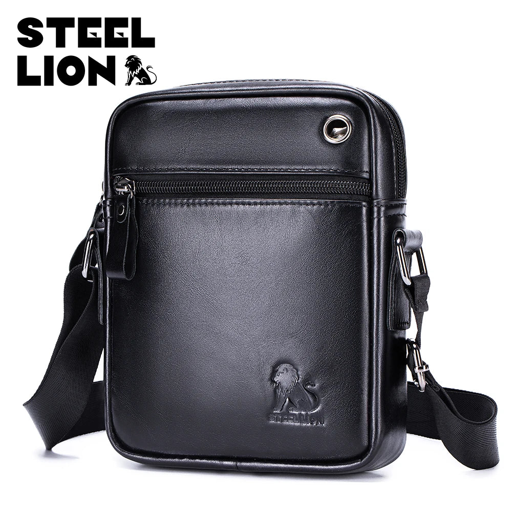 Steel Lion Men's Genuine Leather Crossbody Bag