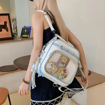 Ita Bag Preppy Style Crossbody Backpack – Clear Window Mini Bag for Girls