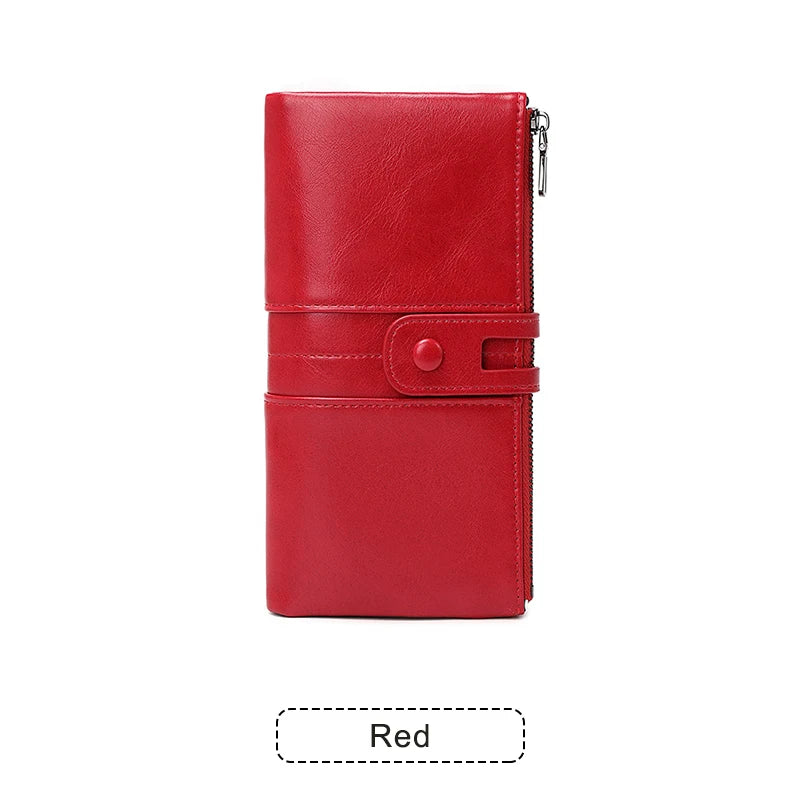 RFID Blocking Women's Long Wallet – Large Capacity Zipper Clutch