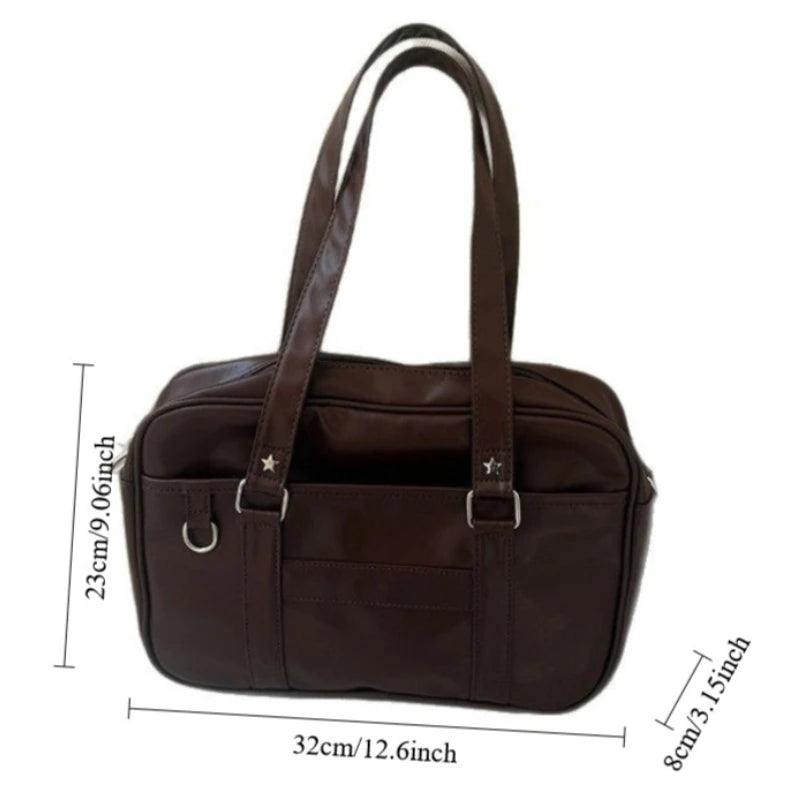 Japanese JK School Bag – Large Capacity PU Leather Shoulder Bag for Women