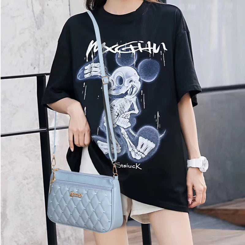 Quilted PU Leather Crossbody Bag for Women