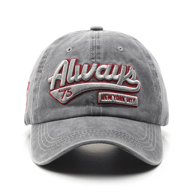Vintage Washed Baseball Cap – Unisex Letter Embroidery Snapback Hat