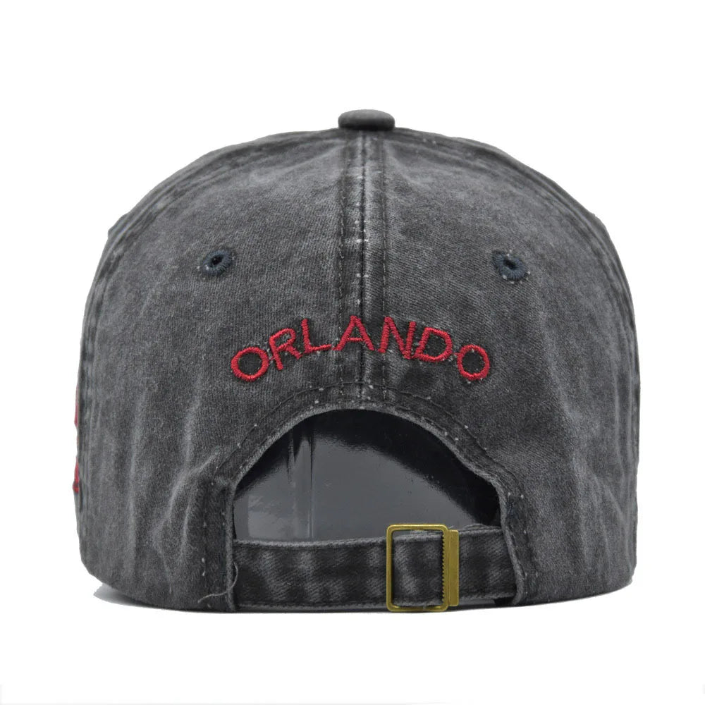 Orlando Embroidered Vintage Washed Cotton Baseball Cap