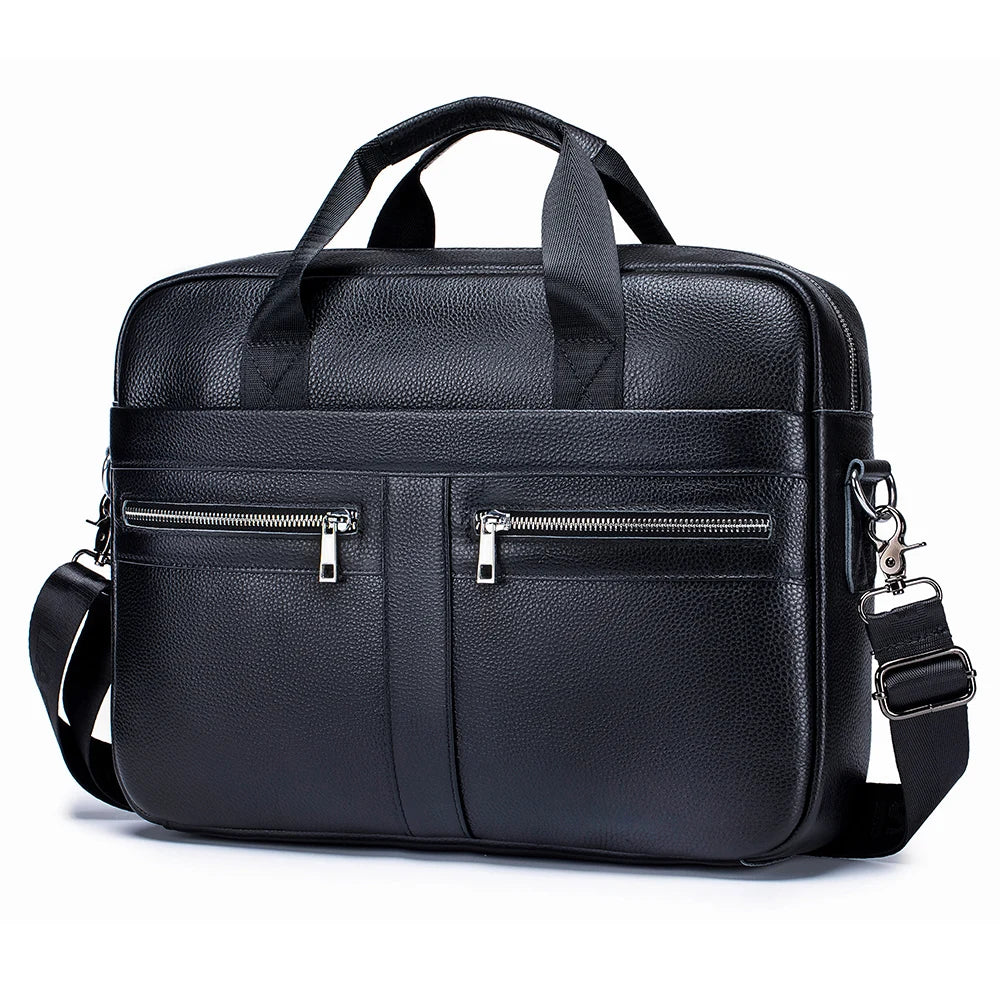 15-Inch Genuine Leather Men's Laptop Briefcase Bag