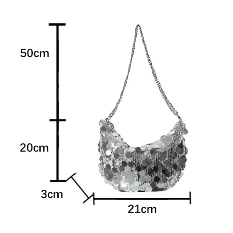 Sequin Chain Crossbody Bag – Women's Evening Clutch for Party & Wedding