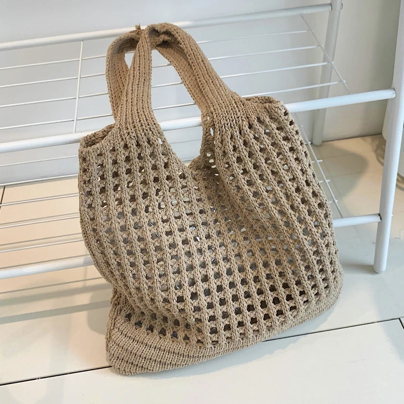 Crochet Tote Bag for Women – Large Hollow Knit Shoulder Bag