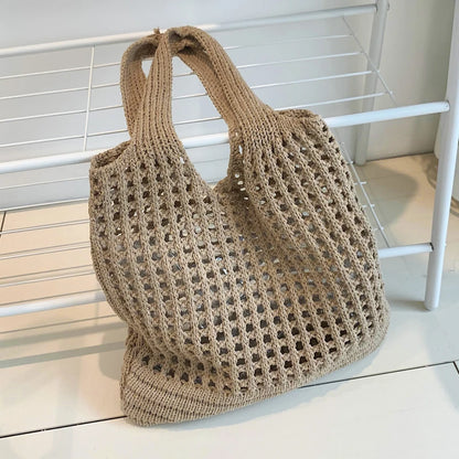 Crochet Tote Bag for Women – Large Hollow Knit Shoulder Bag