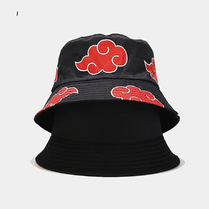 Japanese Anime Cartoon Red Cloud Mbroidery Bucket Hat Cotton Akatsuki Fisherman Outdoors Sunscreen