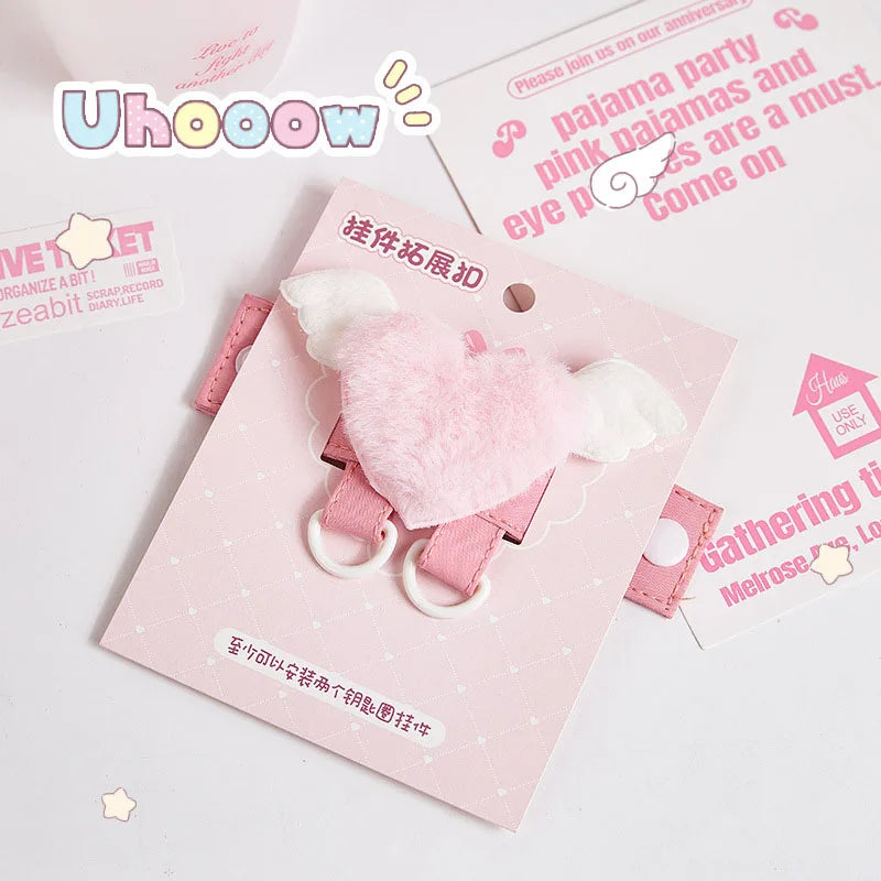 Cute Plush Keychain – Angel Wings Heart Bag Pendant & DIY Keyring