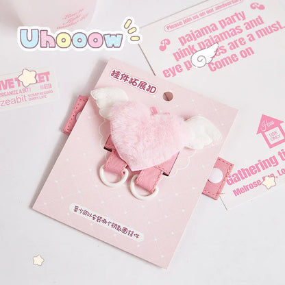 Cute Plush Keychain – Angel Wings Heart Bag Pendant & DIY Keyring