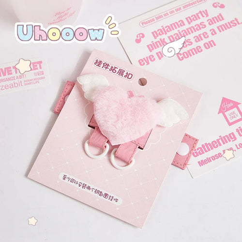 Cute Plush Keychain – Angel Wings Heart Bag Pendant & DIY Keyring