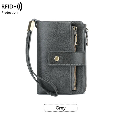 RFID Blocking Women's Trifold Wallet – Large Capacity Leather Purse