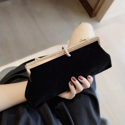 Rhinestone Evening Clutch Bag for Women – Velvet Glitter Banquet Purse