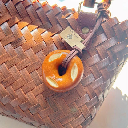Cute Food Keychain – Pretzel & Chocolate Braided Rope Pendant