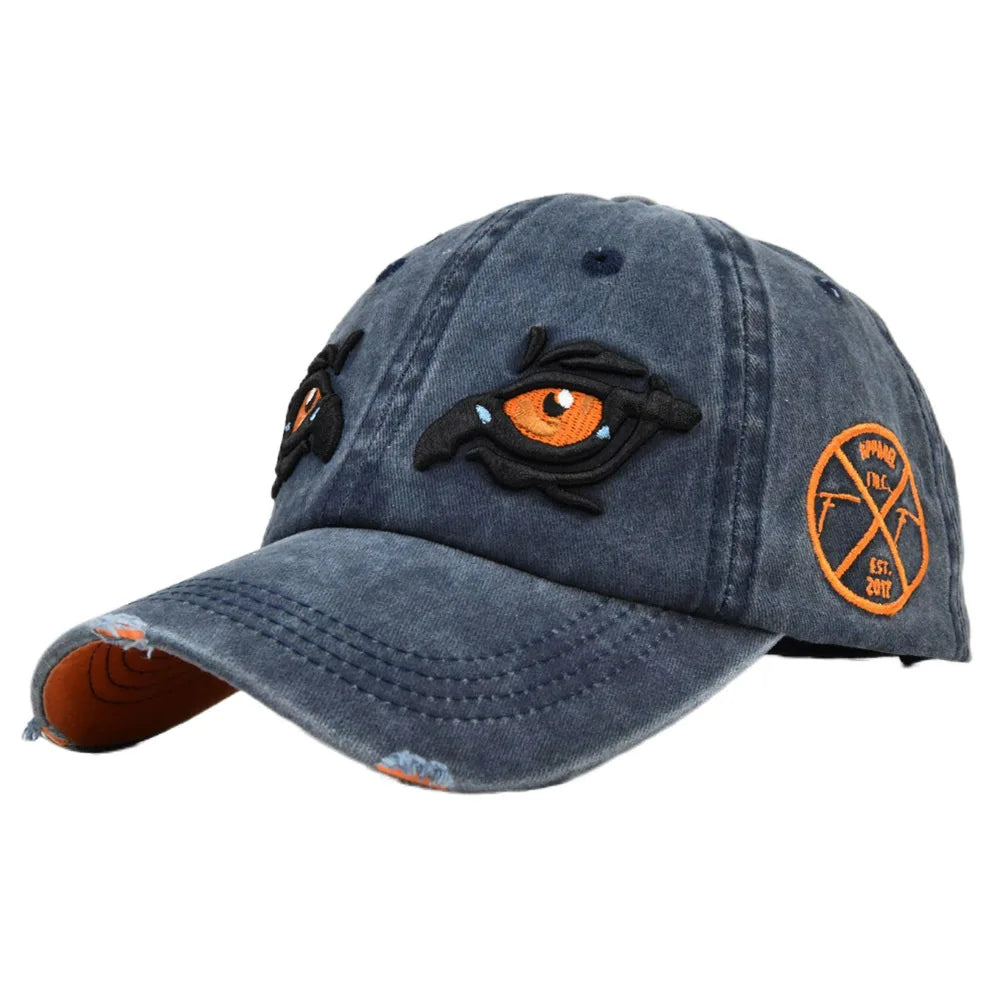 Eagle Eye Embroidery Baseball Cap – Vintage Washed Snapback Hat