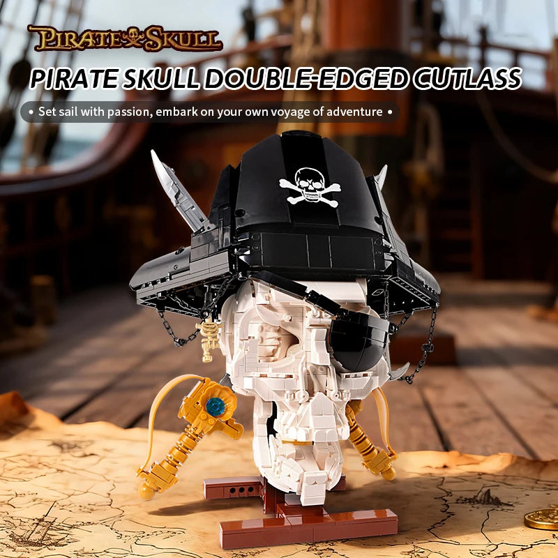 Pirate Skull MOC Building Block Set 1,100 Pcs Skeleton Display Model