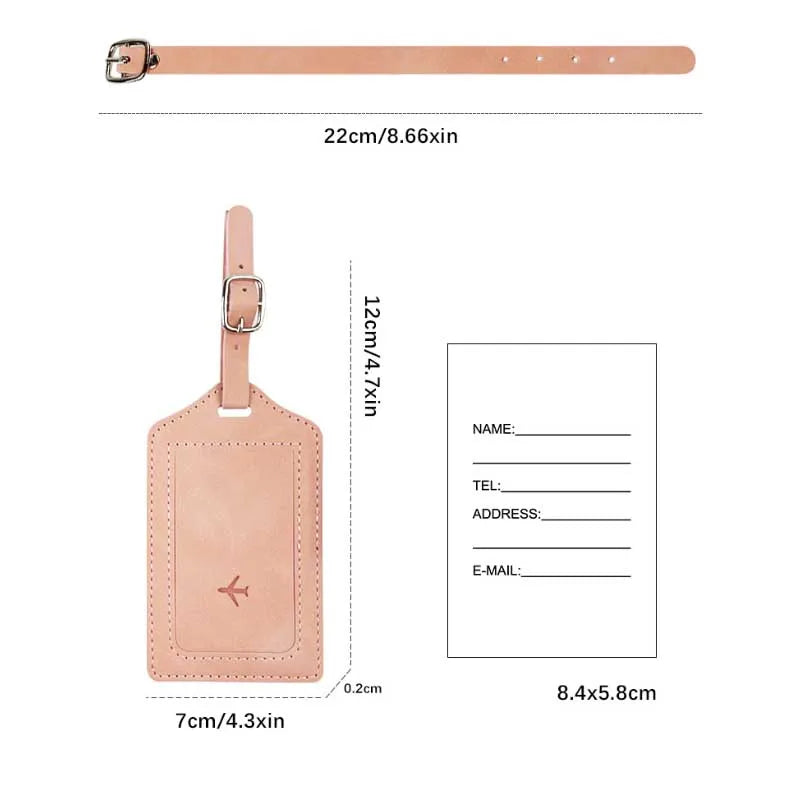 Leather Luggage Tag with Card Slot – Travel Baggage Label for Men & Women