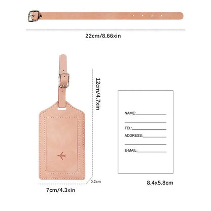 Leather Luggage Tag with Card Slot – Travel Baggage Label for Men & Women