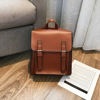Vintage PU Leather Backpack for Women – Shoulder Bag