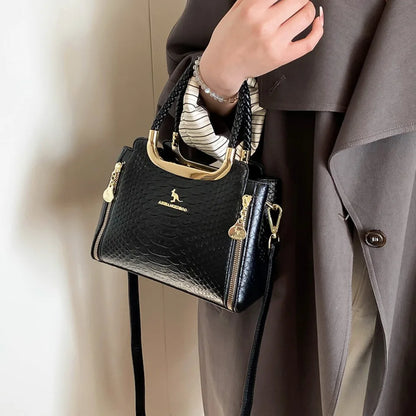 Vintage Crocodile-Embossed PU Leather Handbag – Women's Luxury Tote & Crossbody Bag