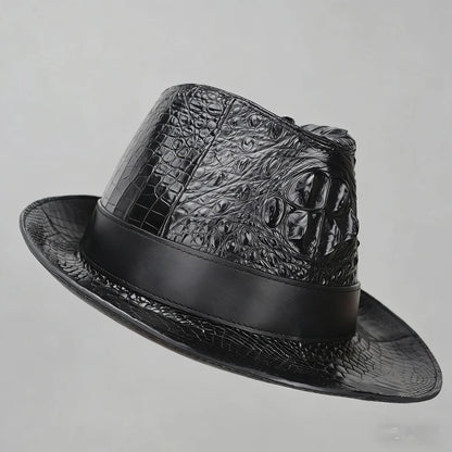 Crocodile Leather Wide Brim Fedora Hat – Men's Exotic Style