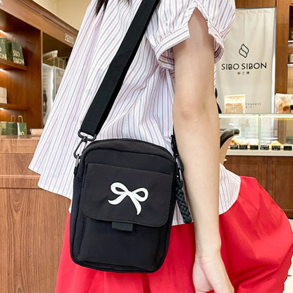 Women Bow Shoulder Bag Adjustable Strap Trendy Crossbody Solid Color Daily Messenger Purses Handbags