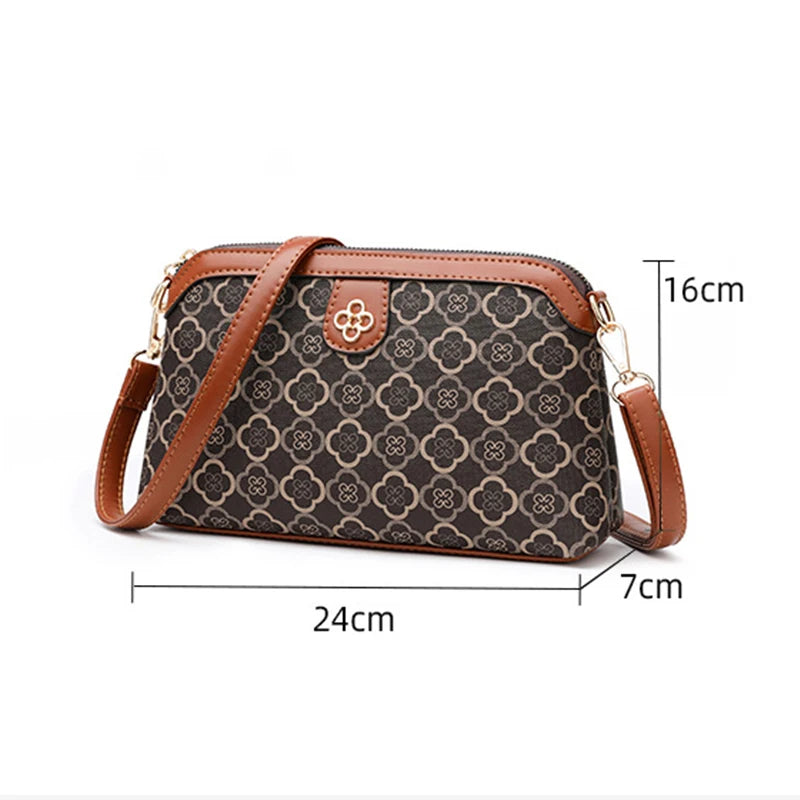 Vintage Floral Print PU Leather Women's Crossbody Clutch Bag