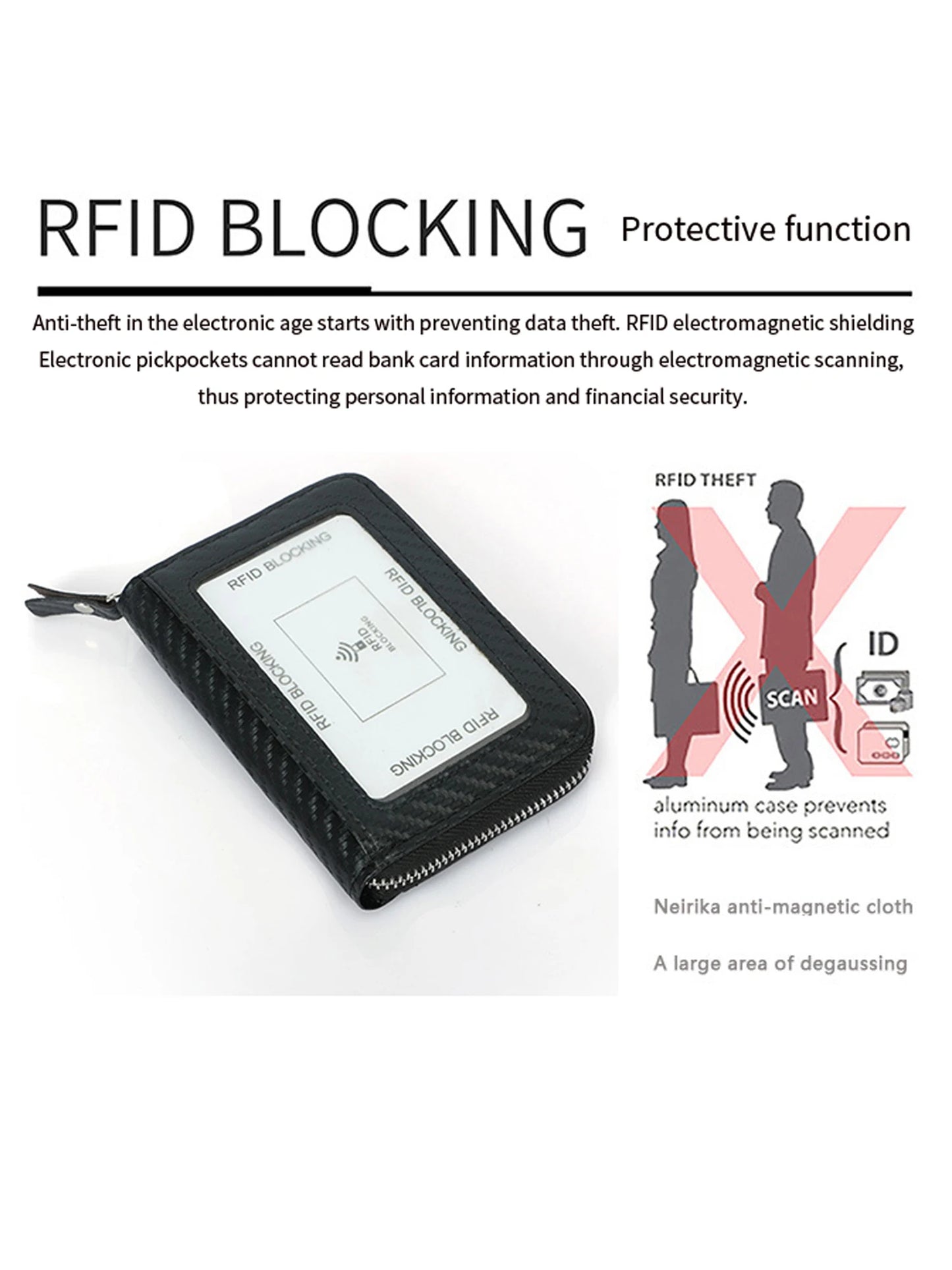 RFID Blocking Carbon Fiber Zipper Card Wallet – Accordion Organizer