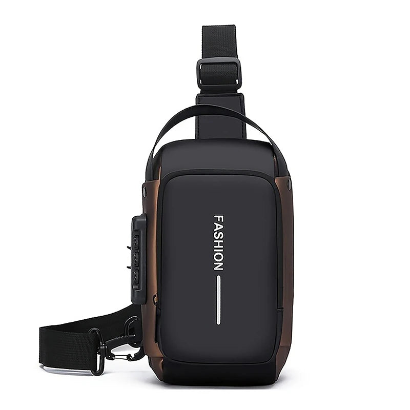 Men's Sling Chest Bag with Password Lock & USB Port