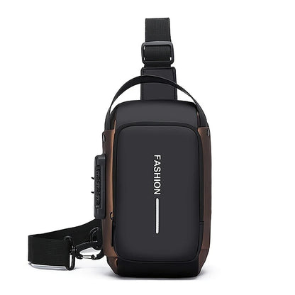 Men's Sling Chest Bag with Password Lock & USB Port