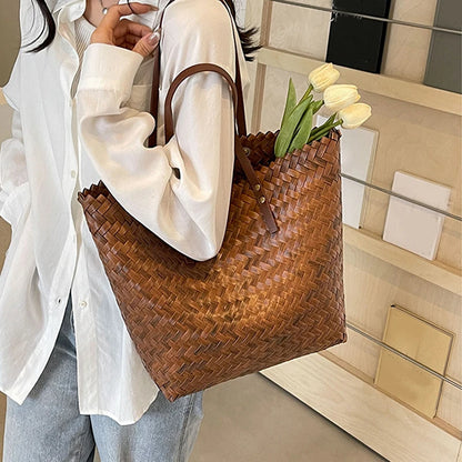 Rattan Woven Tote Bag – Large Capacity Women Beach & Travel Bag