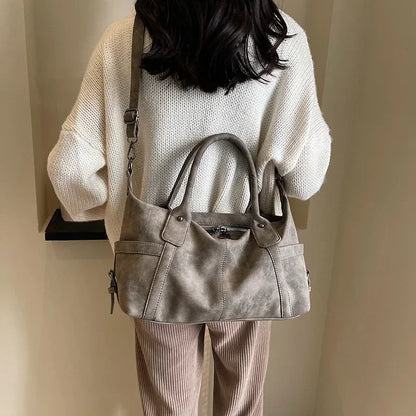 Retro Design Pu Leather Shoulder Bags Women Korean Capacity Armpit Bag Female Crossbody Tote