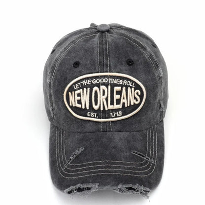 Vintage Washed Cotton Baseball Cap – New Orleans Embroidered Snapback