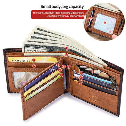 RFID Blocking Genuine Leather Bifold Wallet for Men
